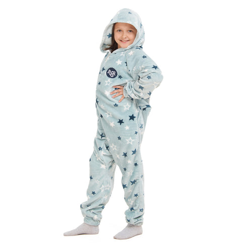 Snuggs Kids Blanket Onesie Pastel Blue Stars